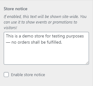 Woocommerce Store Notice