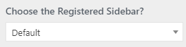 Choose Registered Sidebar