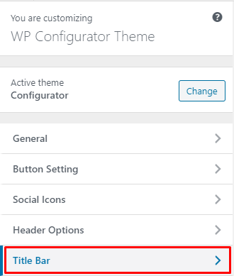 WP Configurator Theme - Title Bar