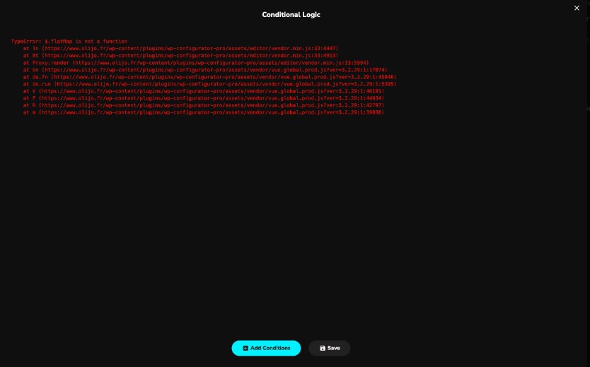 Configurator Copy Conditions Error