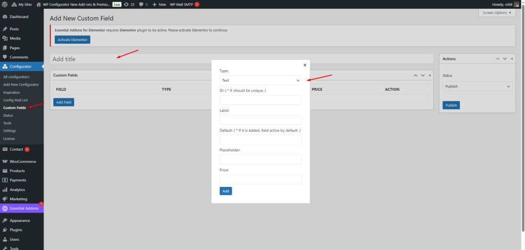 custominput dashboard