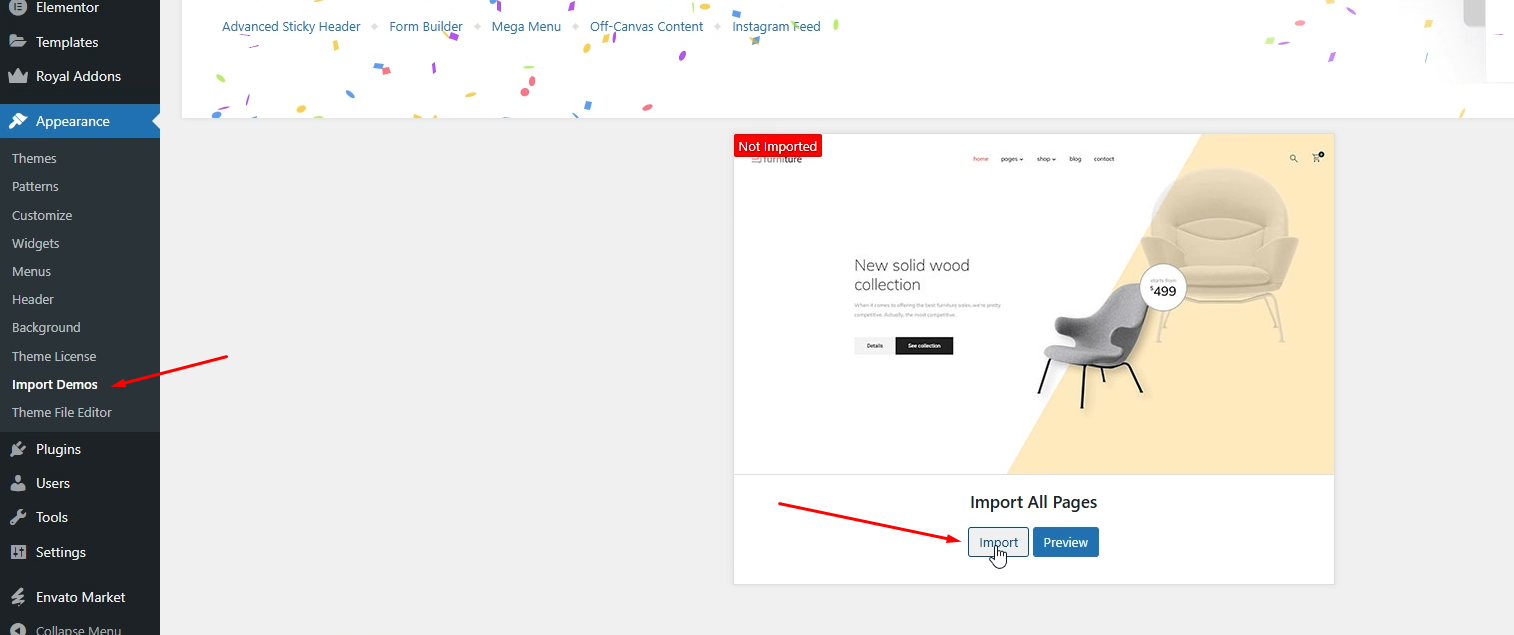 furnituretheme importdemos