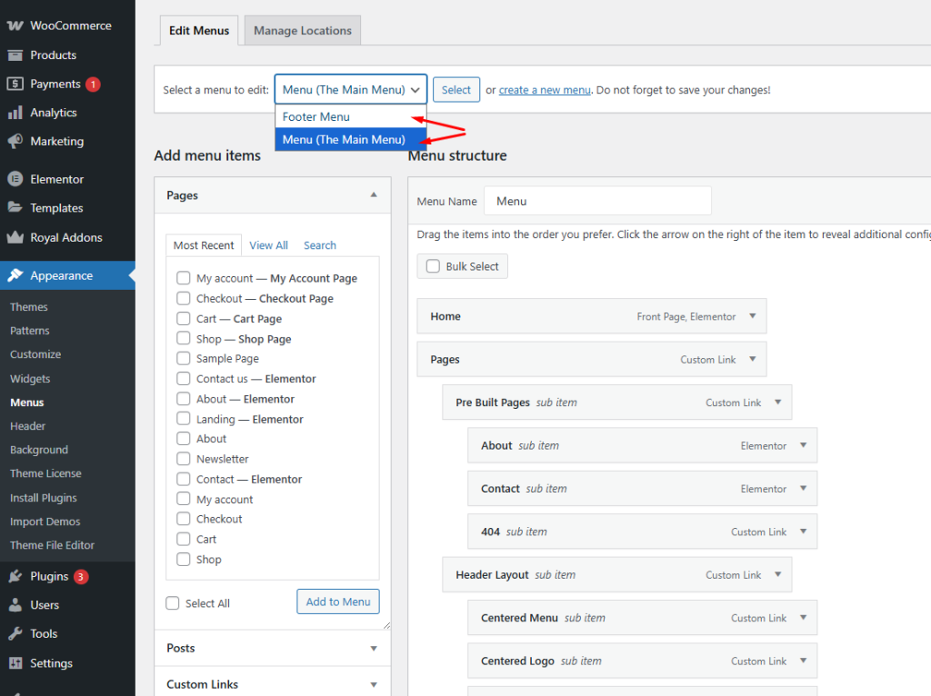 Setting up your menu - documentation.wpconfigurator.com