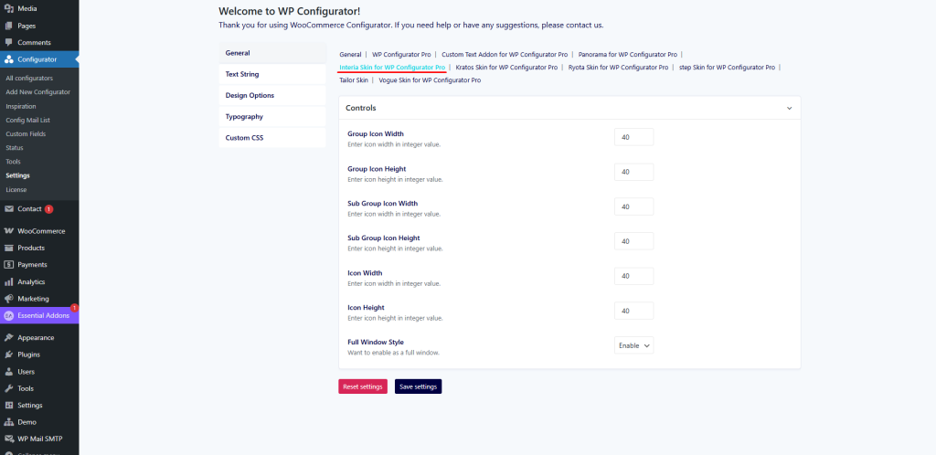 interia generalsettings