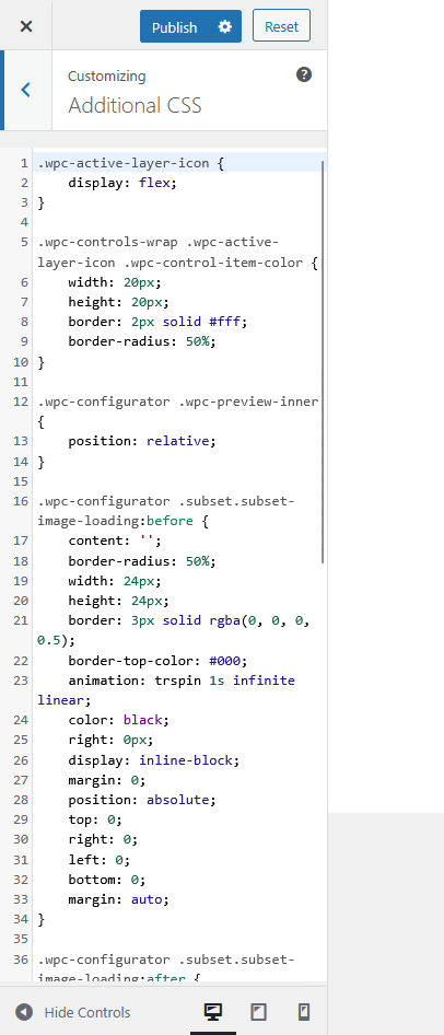 furnituretheme additionalcss option