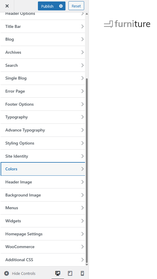 furnituretheme colors
