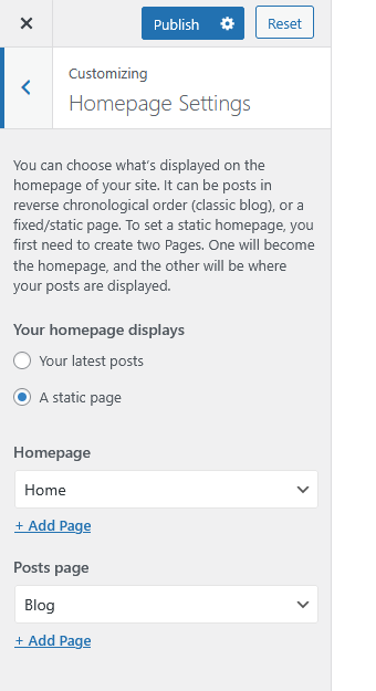 furnituretheme homepage option