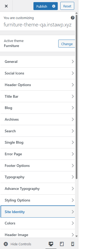 furnituretheme siteidentity
