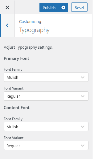 furnituretheme typography options
