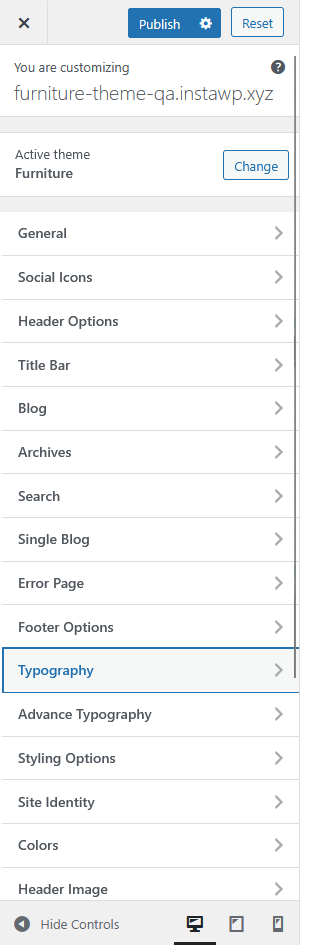 furnituretheme typography