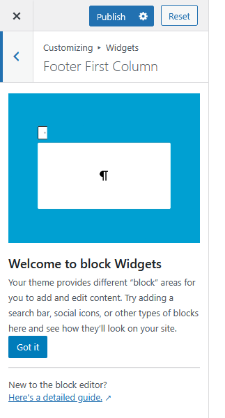 furnituretheme widget option