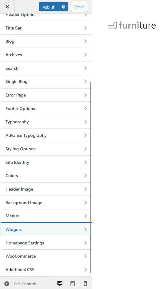 furnituretheme widget